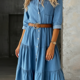 Bárbara - Eleganta Ikdienas Denima Kleita