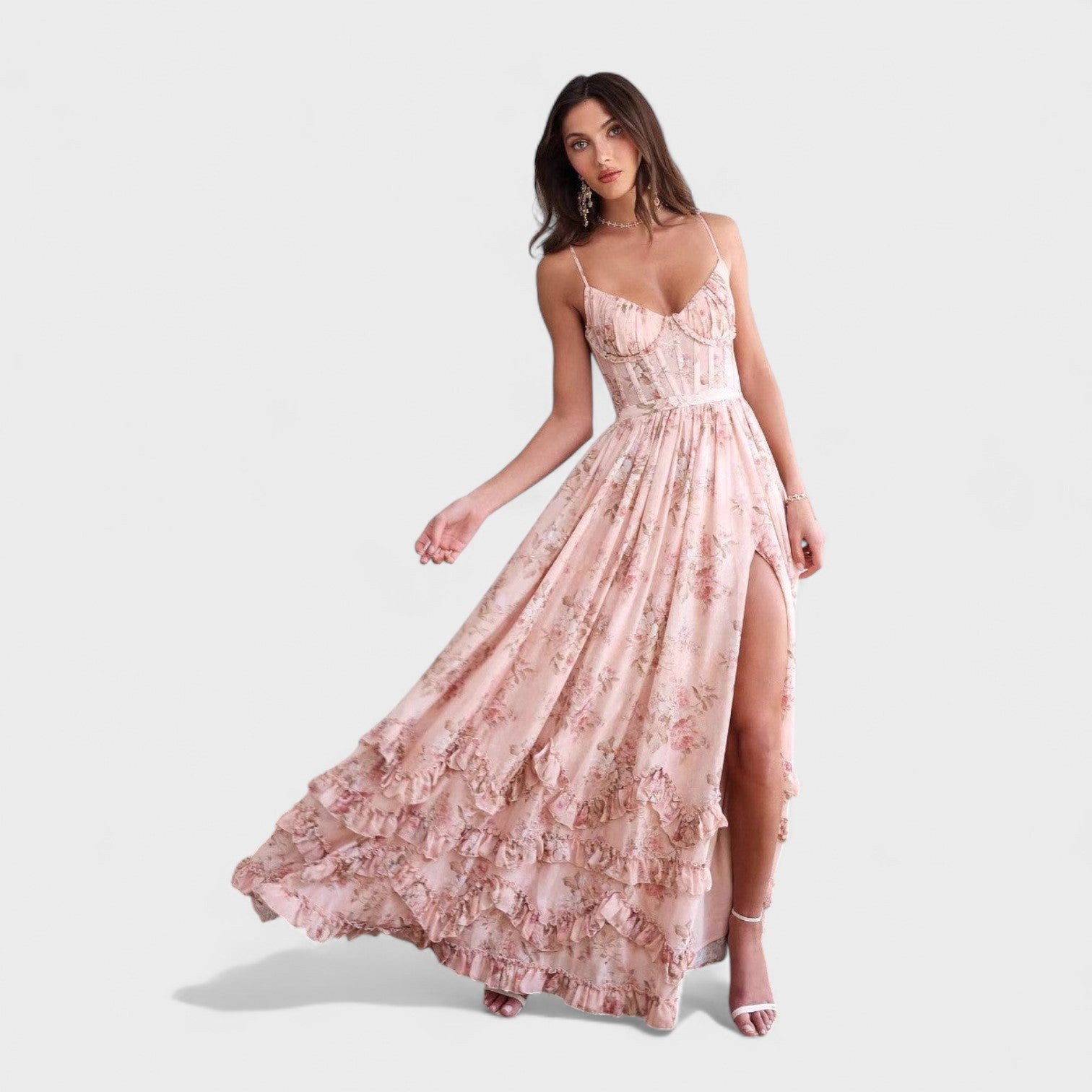 Florencija - Garā boho kleita ar šķēlumu