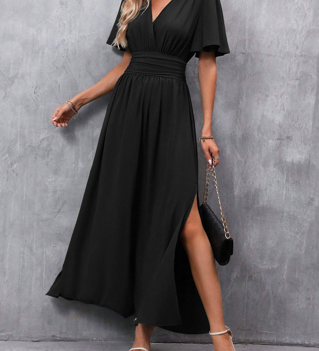 Eterna - Elegants Melns Maxi Kleita