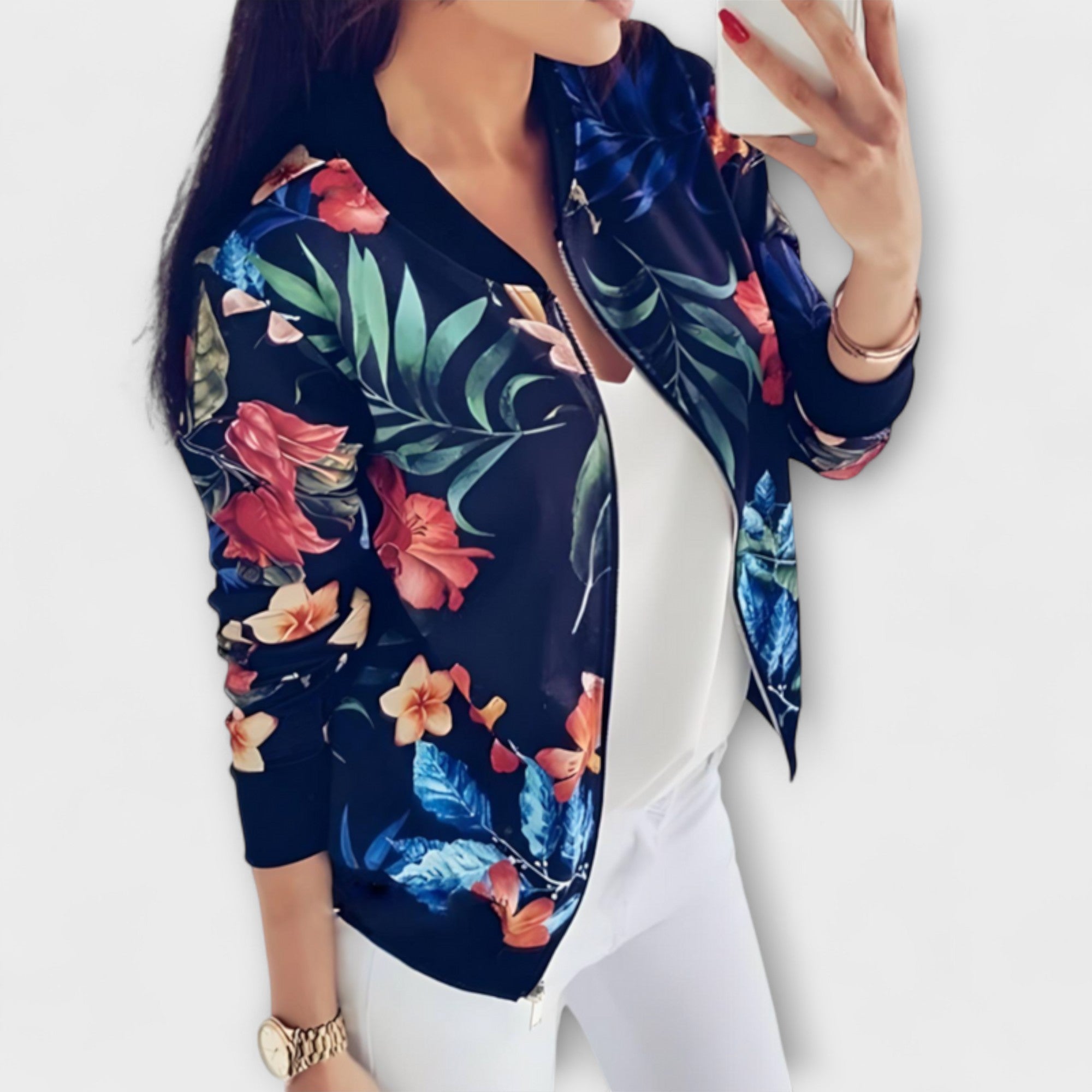 Andreia - Eleganta ziedu bomber jaka