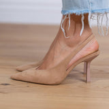 Marlena - Slingback zābaki nude ar plānu papēdi
