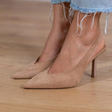 Marlena - Slingback zābaki nude ar plānu papēdi