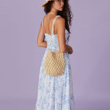 Renata - Ziedu Midi Kleita Zilā Krāsā